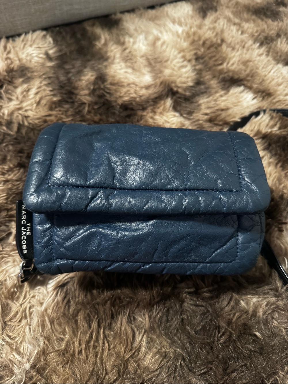 Marc By Marc Jacobs Quilted Navy Blue Leather Mini Pouch